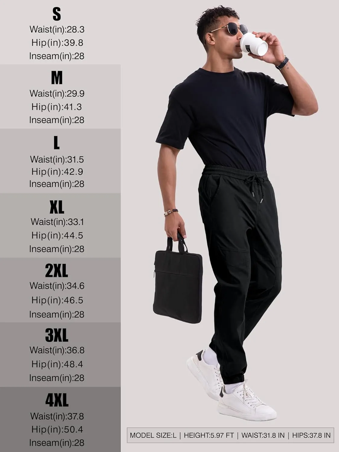 NATUVENIX Mens Casual Pants Stretch Joggers for Men with Pockets Chino Pants for Men Lightweight Mens Travel Pants Drawstring