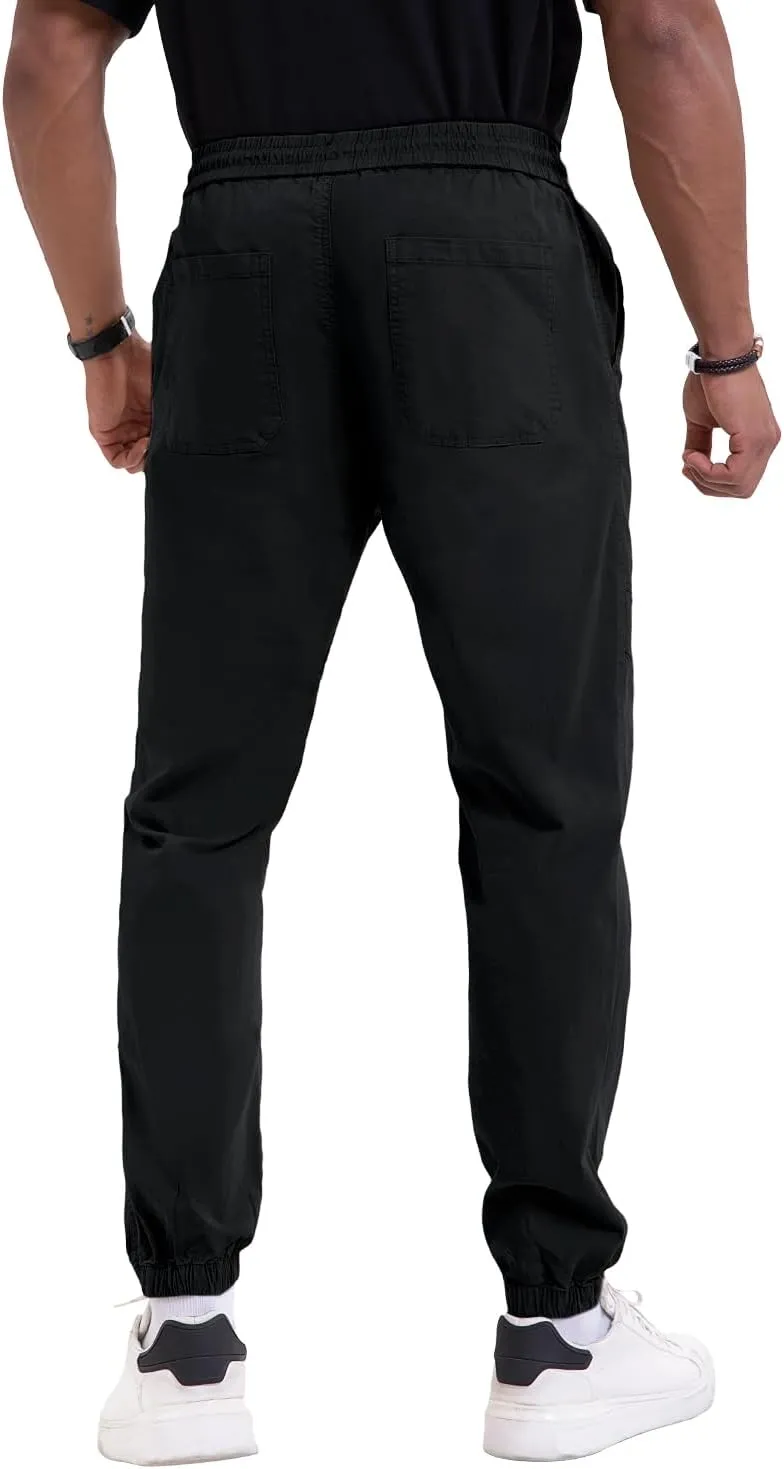 NATUVENIX Mens Casual Pants Stretch Joggers for Men with Pockets Chino Pants for Men Lightweight Mens Travel Pants Drawstring