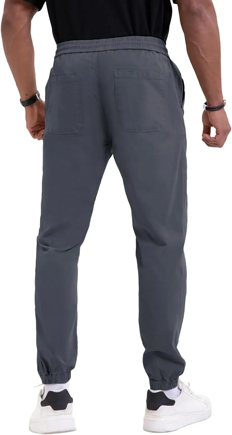 NATUVENIX Mens Casual Pants Stretch Joggers for Men with Pockets Chino Pants for Men Lightweight Mens Travel Pants Drawstring