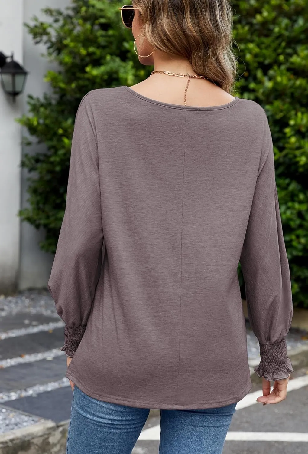 Neineiwu Womens Fall Fashion Tops Ruffle Long Sleeve Pullover Shirts Loose Casual Crewneck Basic Tees Blouses Tunic