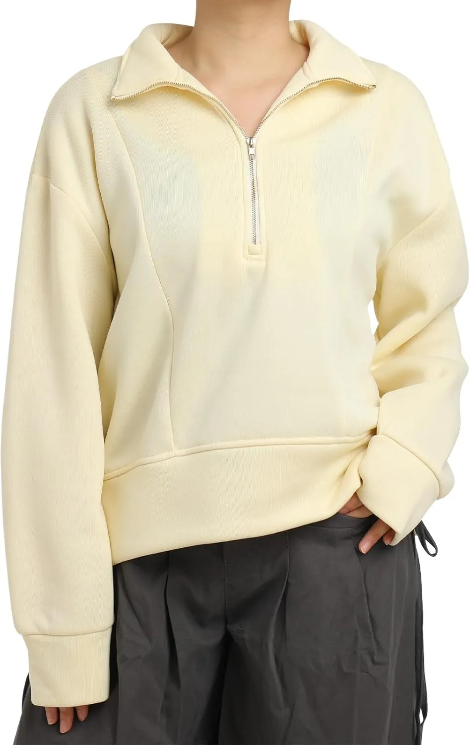 OBEEII Half Zip Sweatshirts for Women, Quarter Zip Long Sleeve Hoodies Sweaters Fleece Pullover Top Fall Winter Clothes