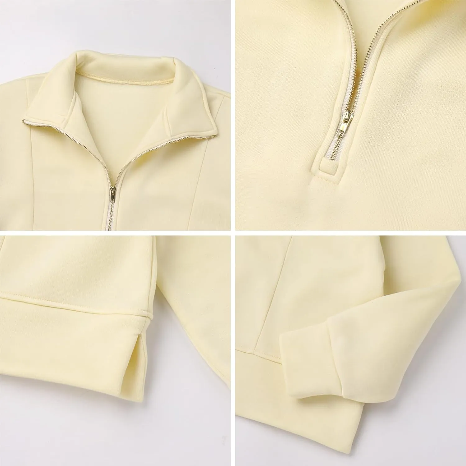 OBEEII Half Zip Sweatshirts for Women, Quarter Zip Long Sleeve Hoodies Sweaters Fleece Pullover Top Fall Winter Clothes