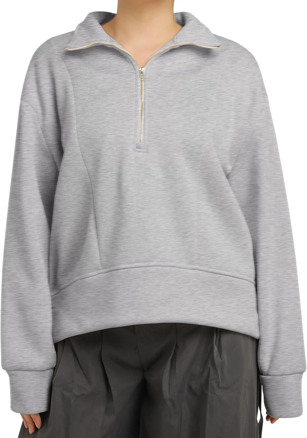 OBEEII Half Zip Sweatshirts for Women, Quarter Zip Long Sleeve Hoodies Sweaters Fleece Pullover Top Fall Winter Clothes