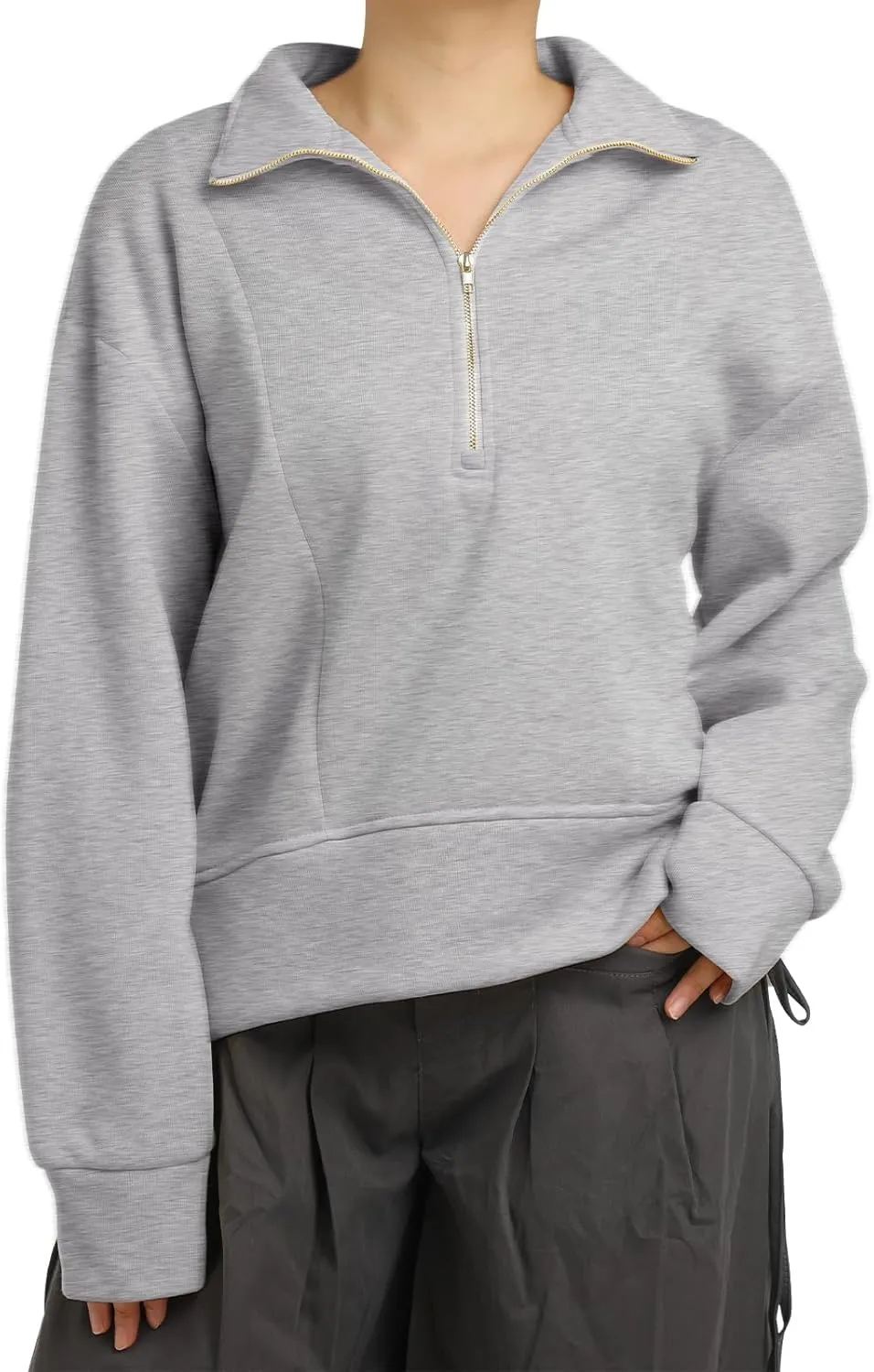 OBEEII Half Zip Sweatshirts for Women, Quarter Zip Long Sleeve Hoodies Sweaters Fleece Pullover Top Fall Winter Clothes