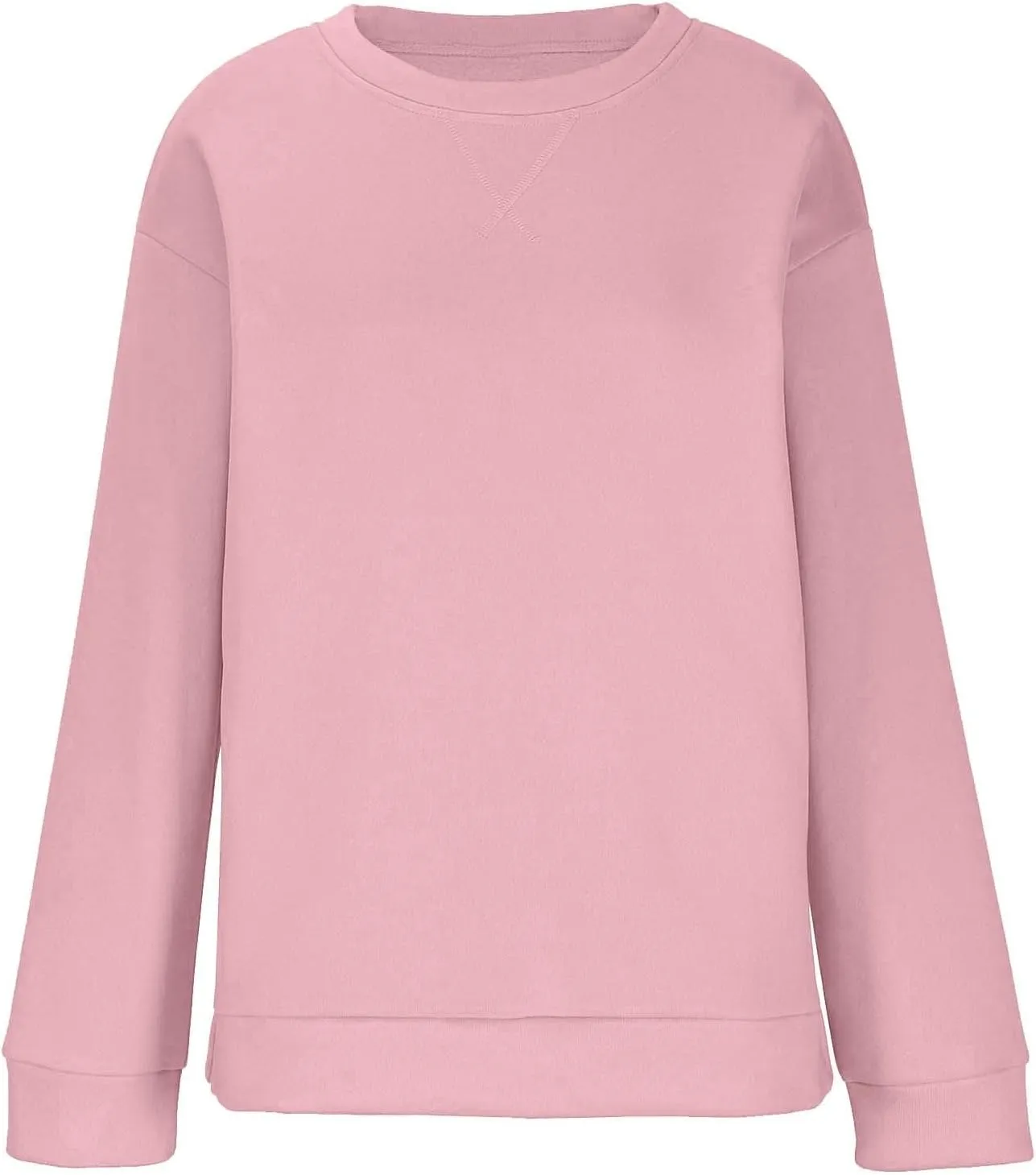Oversized Crewneck Sweatshirt Women Side Slit Long Sleeve Fleece Pullover Tops Soft Cozy Plain Hoodie Preppy Clothes