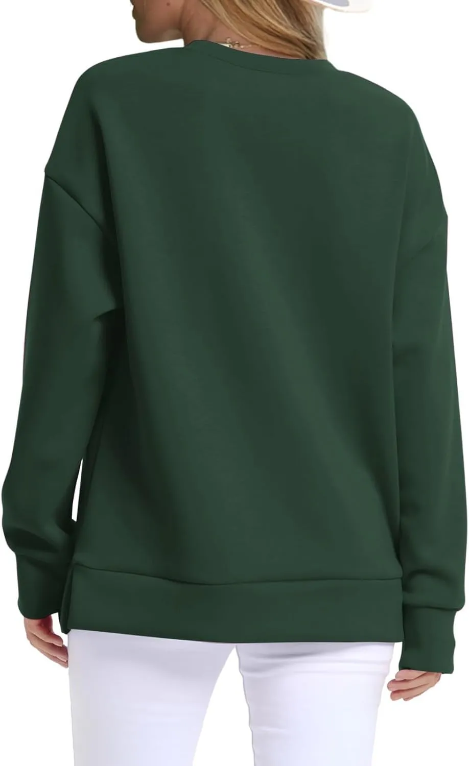 Oversized Crewneck Sweatshirt Women Side Slit Long Sleeve Fleece Pullover Tops Soft Cozy Plain Hoodie Preppy Clothes