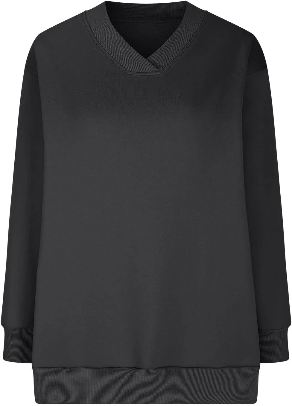 Oversized Fleece Sweatshirts For Women Trendy 2024 Long Sleeve v Neck Pullover Tops Casual Loose Solid Fall Clothes
