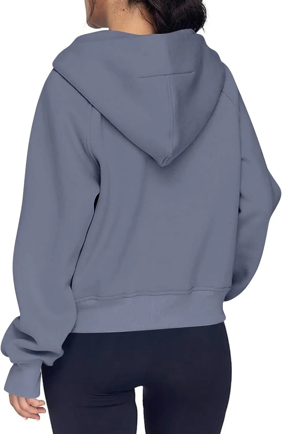 Oversized Hoodie Women Fleece Lined Thumb Hole Cropped Half Zip Sweatshirt Drop Shoulder Long Sleeve Going Out Tops