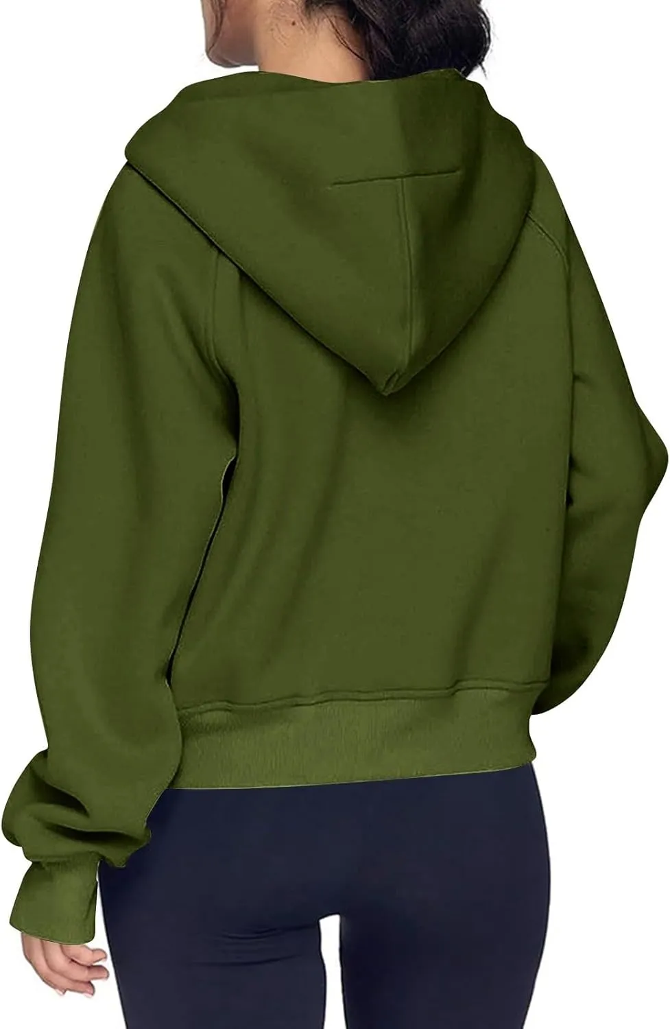 Oversized Hoodie Women Fleece Lined Thumb Hole Cropped Half Zip Sweatshirt Drop Shoulder Long Sleeve Going Out Tops