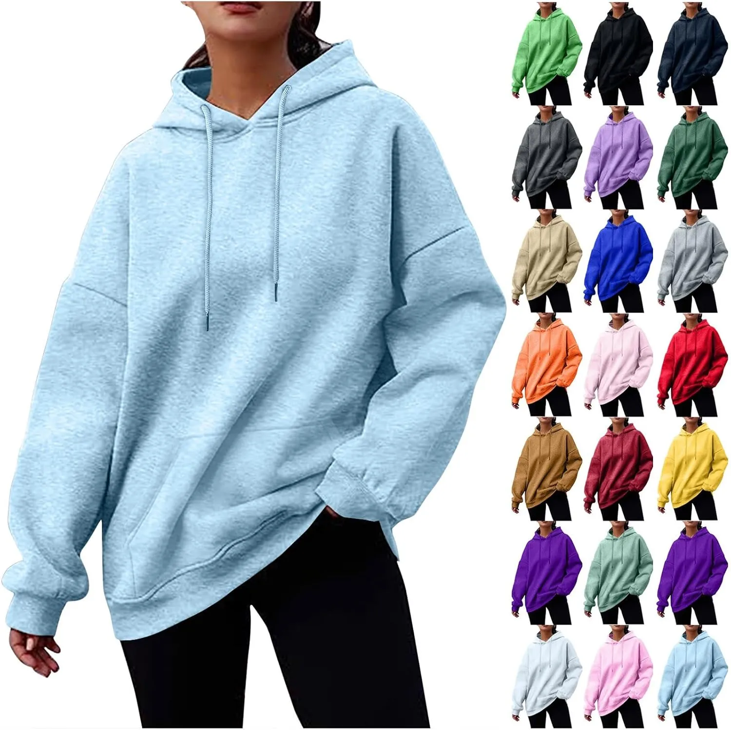 Oversized Hoodies for Women Trendy 2024 Fall Hooded Sweatshirt Drawstring Fleece Pullover Hoodie Cute Preppy Clothes