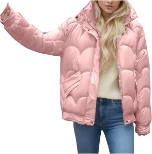 Oversized Puffer Jacket Women Thermal Down Jacket Stand Collar Jacket Quilted Insulated Jackets Warm Winter Coats