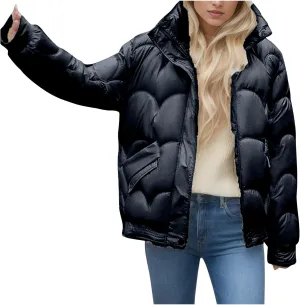 Oversized Puffer Jacket Women Thermal Down Jacket Stand Collar Jacket Quilted Insulated Jackets Warm Winter Coats