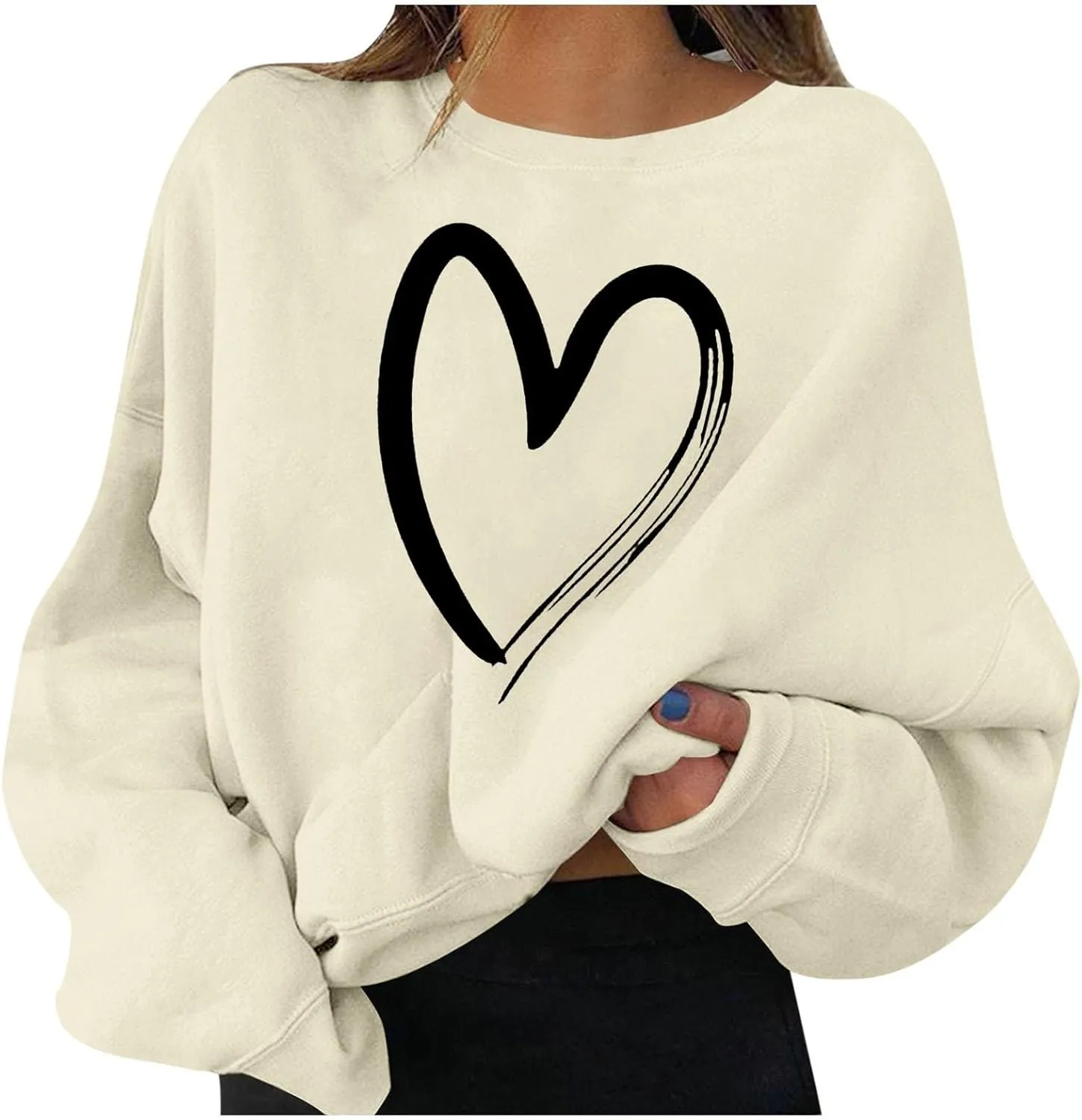 Oversized Sweatshirt for Women Casual Loose Sweatshirt Long Sleeve Pullover Tee Valentines Day Outfits Clothing