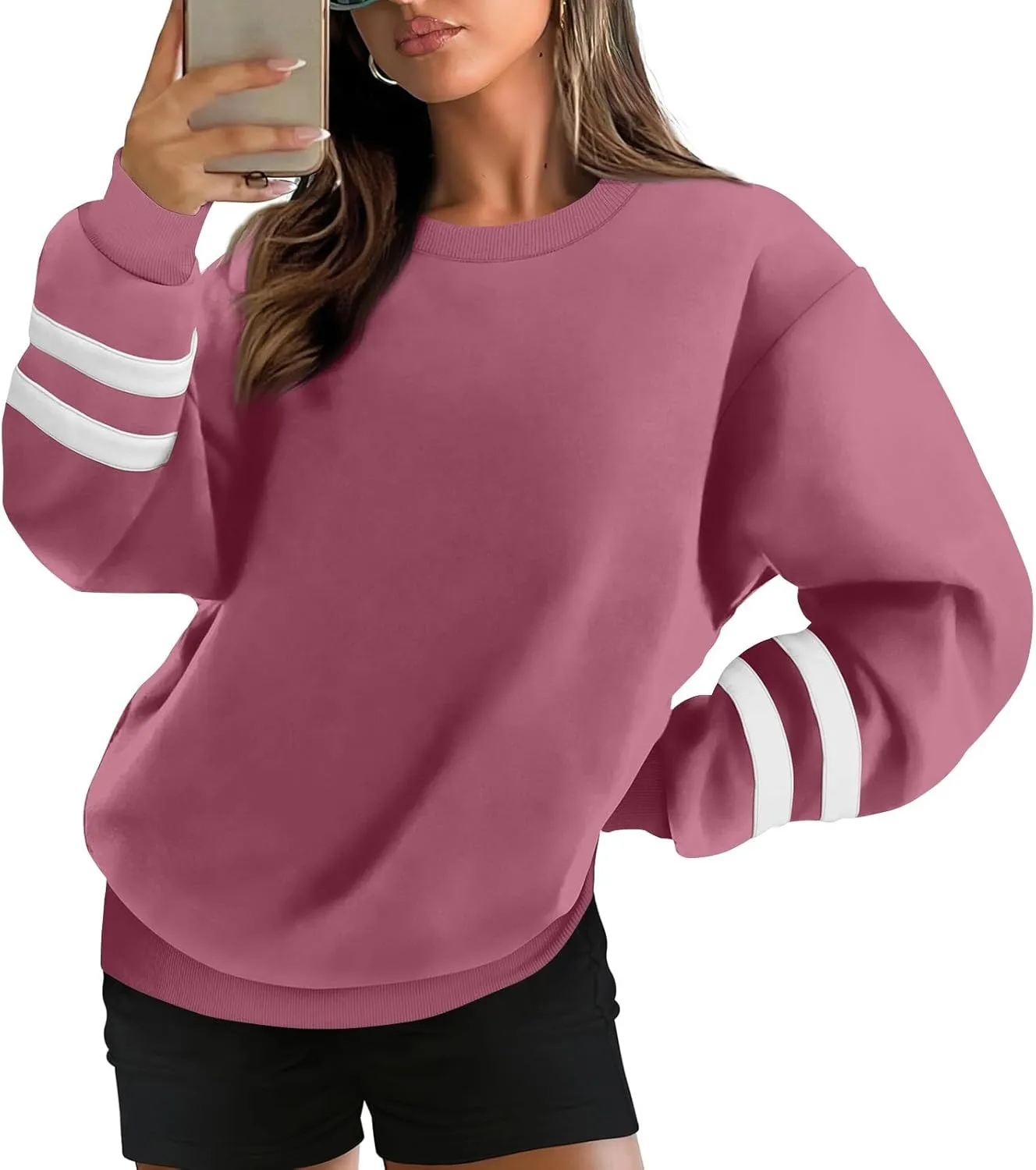 Oversized Sweatshirt For Women Trendy Crewneck Long Sleeve Fall Winter Clothes 2024 Solid Hoodie Pullover