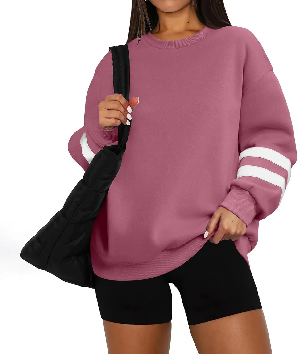 Oversized Sweatshirt For Women Trendy Crewneck Long Sleeve Fall Winter Clothes 2024 Solid Hoodie Pullover