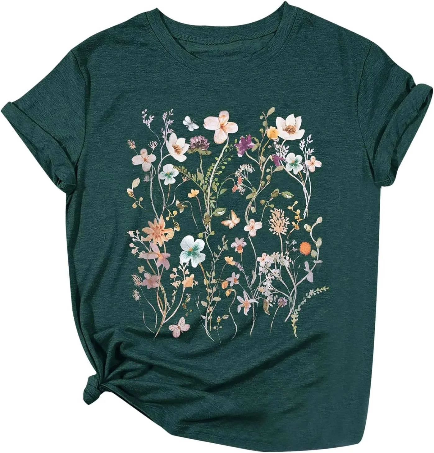 Oversized Tshirts for Women 2024 Summer Floral Printed Crew Neck Short Sleeve Shirt Loose Fit Casual Graphic Tee Tops