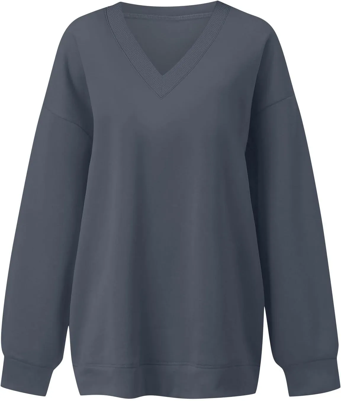 Oversized V Neck Sweatshirt Women Cute Teen Long Sleeve Sweat Shirts Y2k Tops Casual Workout Fleece Pullover Sweaters