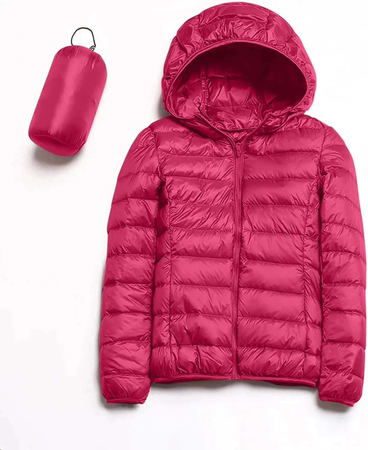 Packable Puffer Jacket Women Lightweight Short Down Jackets Winter Trendy Slim Fit Hooded Bubble Coat Light Puffer Jackets