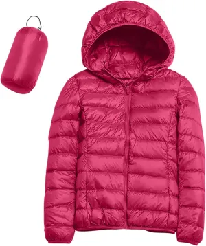 Packable Puffer Jacket Women Lightweight Short Down Jackets Winter Trendy Slim Fit Hooded Bubble Coat Light Puffer Jackets