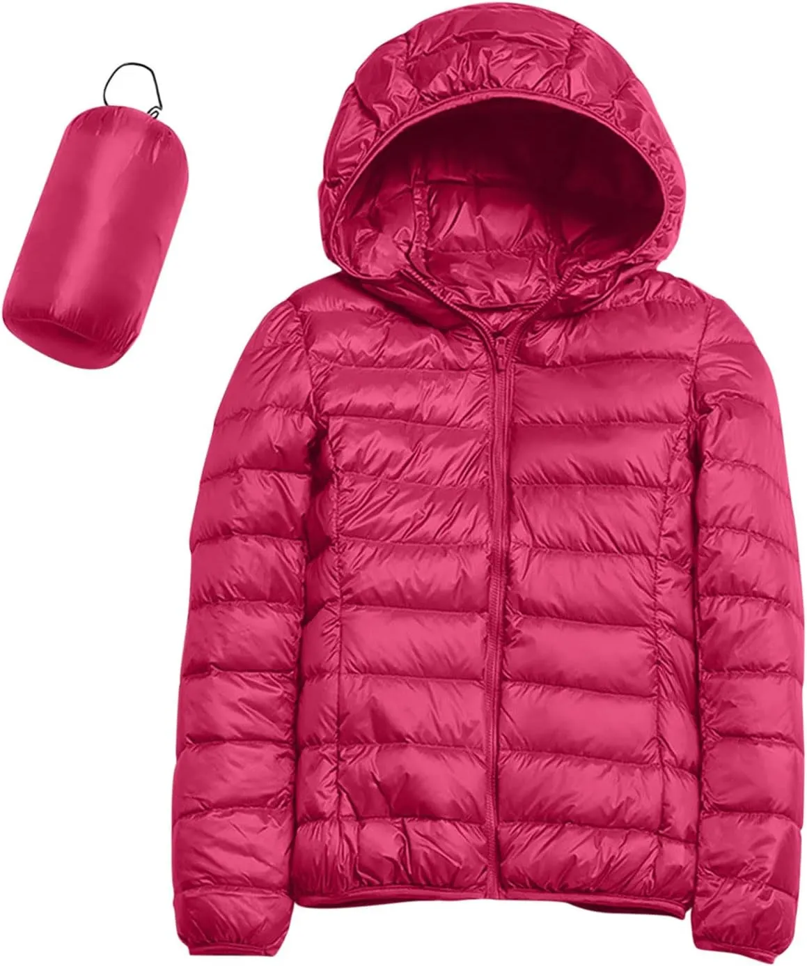 Packable Puffer Jacket Women Lightweight Short Down Jackets Winter Trendy Slim Fit Hooded Bubble Coat Light Puffer Jackets
