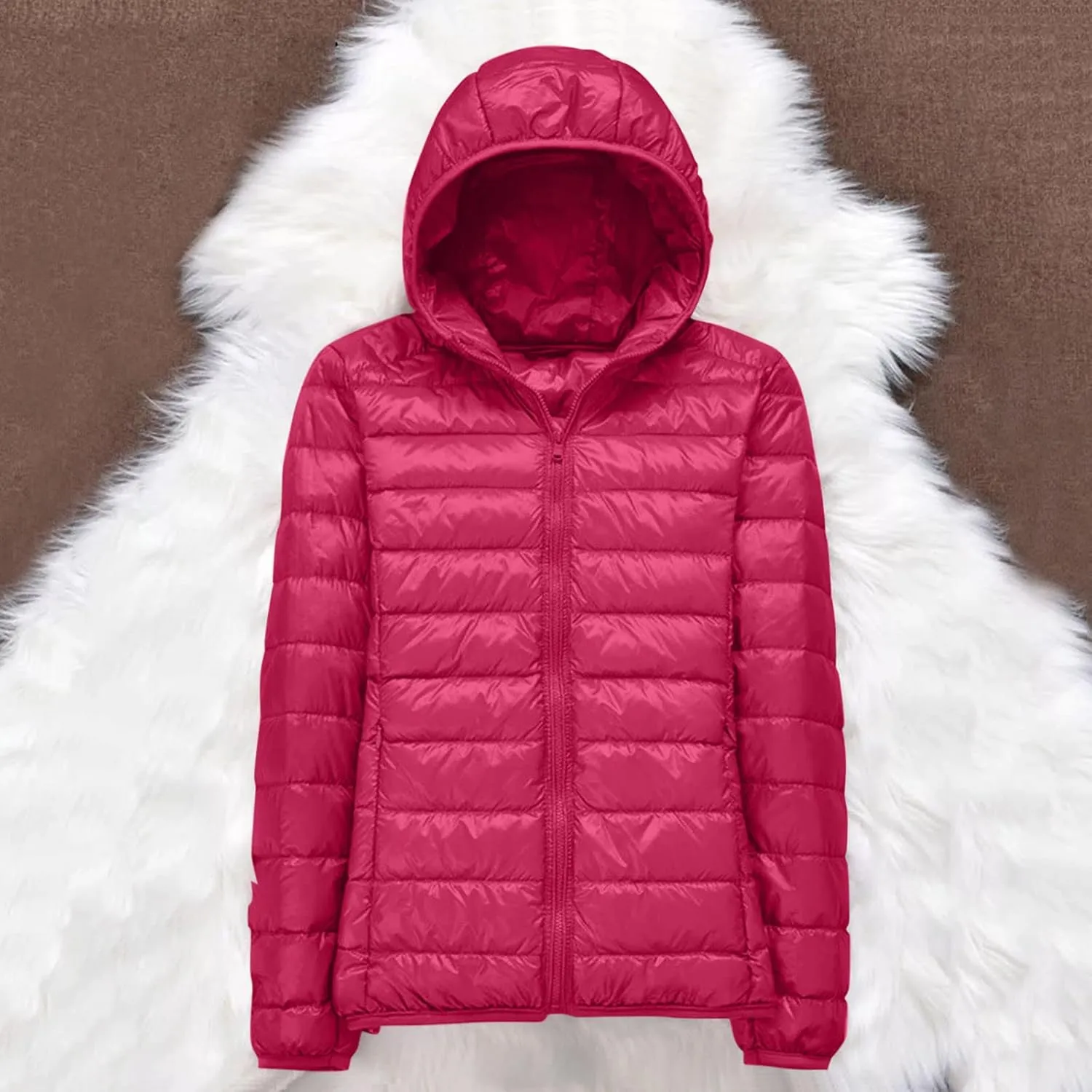 Packable Puffer Jacket Women Lightweight Short Down Jackets Winter Trendy Slim Fit Hooded Bubble Coat Light Puffer Jackets