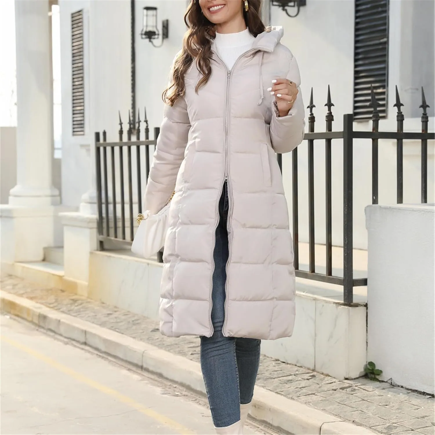 Parka Padded Long Outerwear Hooded Puffer Jacket Lightweight Winter Coat Loose Fit Winter Oversized Outfits Hooded