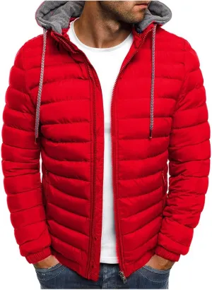 Puffer Jacket Men Winter Warm Down Coat Lightweight Fashion Business Hooded Jackets Outdoor Full Zipper Casual Coats