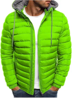 Puffer Jacket Men Winter Warm Down Coat Lightweight Fashion Business Hooded Jackets Outdoor Full Zipper Casual Coats