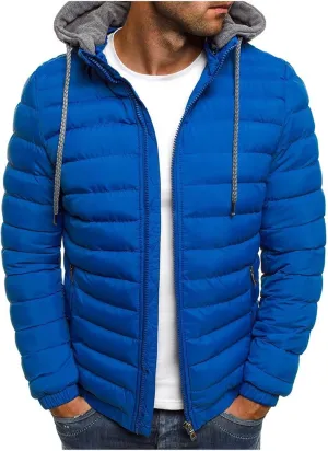 Puffer Jacket Men Winter Warm Down Coat Lightweight Fashion Business Hooded Jackets Outdoor Full Zipper Casual Coats