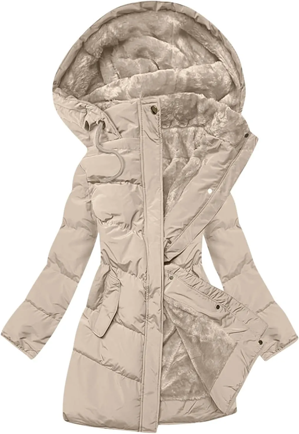 Puffer Jacket Womens Fleece Lined Thicken Parka Button Down Cotton Warm Fashion Casual Coats 2024 Outfits with Pockets