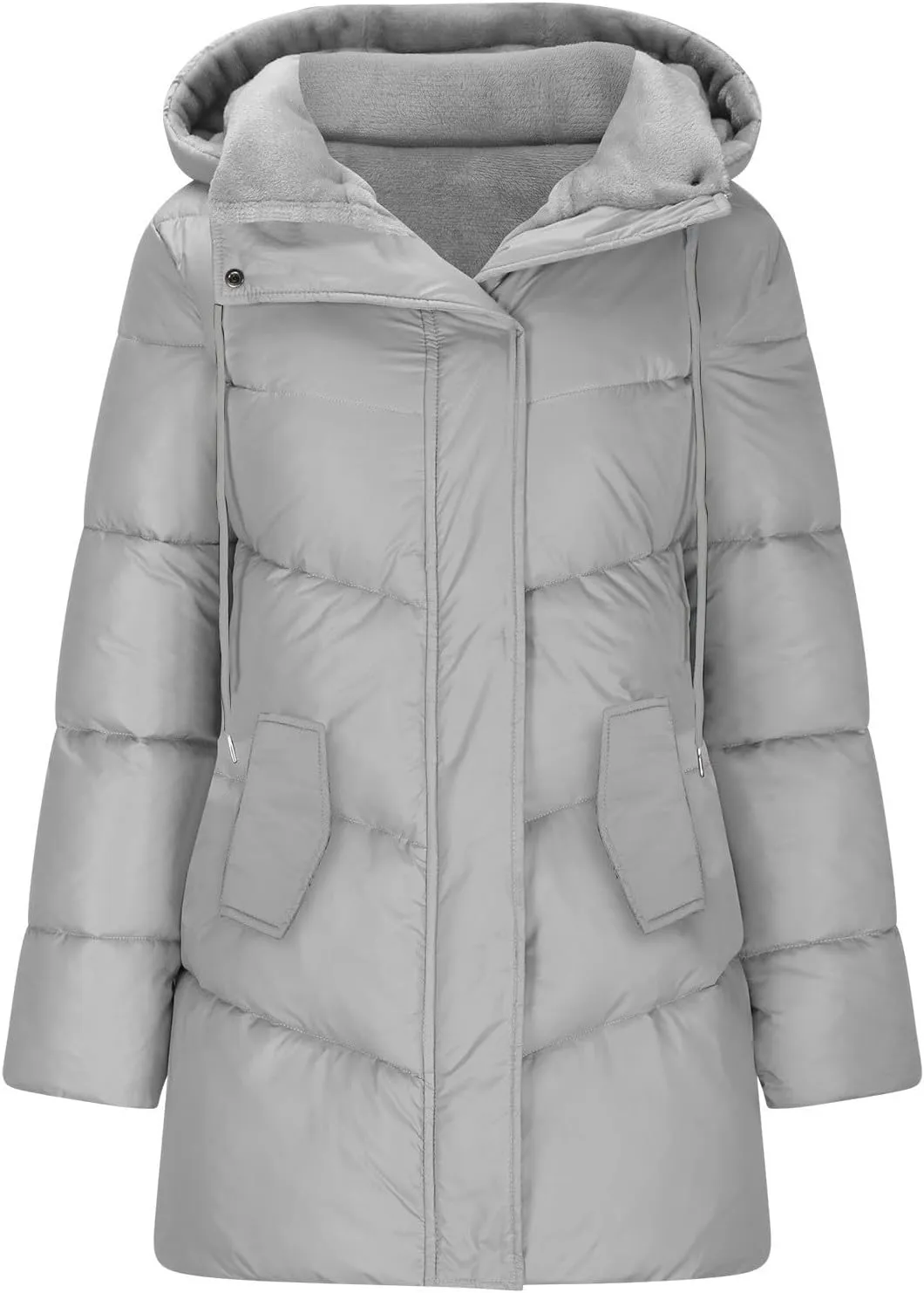 Puffer Jacket Womens Fleece Lined Thicken Parka Button Down Cotton Warm Fashion Casual Coats 2024 Outfits with Pockets