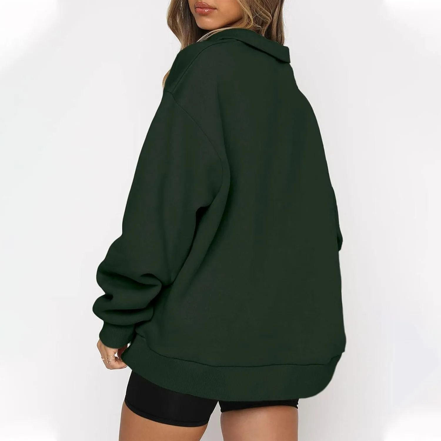 Quarter Zip Pullover Women Loose Fit Fleece Oversized Sweatshirt Comfy Half Zip Lightweight Sweatshirts Fall Clothes