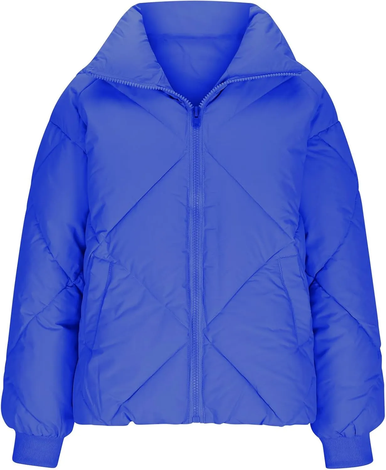 Quilted Jackets for Women 2024 Zip up Puffer Jacket Padded Down Jacket Warm Insulated Jackets Thermal Winter Coat