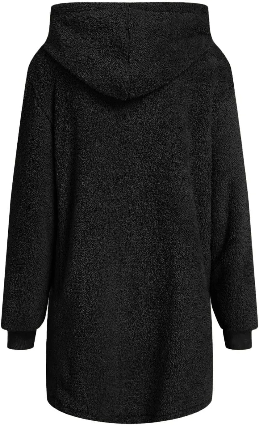 QWENTMTNTY Light Jackets for Women Fuzzy Fleece Jackets Winter Outfits Warm Windbreaker Plus Size Winter Coats with Fur Hood