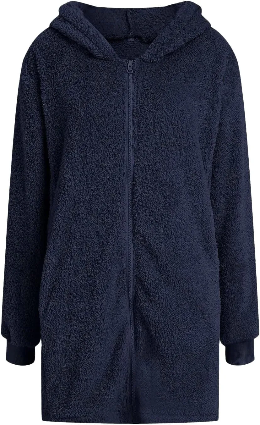 QWENTMTNTY Light Jackets for Women Fuzzy Fleece Jackets Winter Outfits Warm Windbreaker Plus Size Winter Coats with Fur Hood