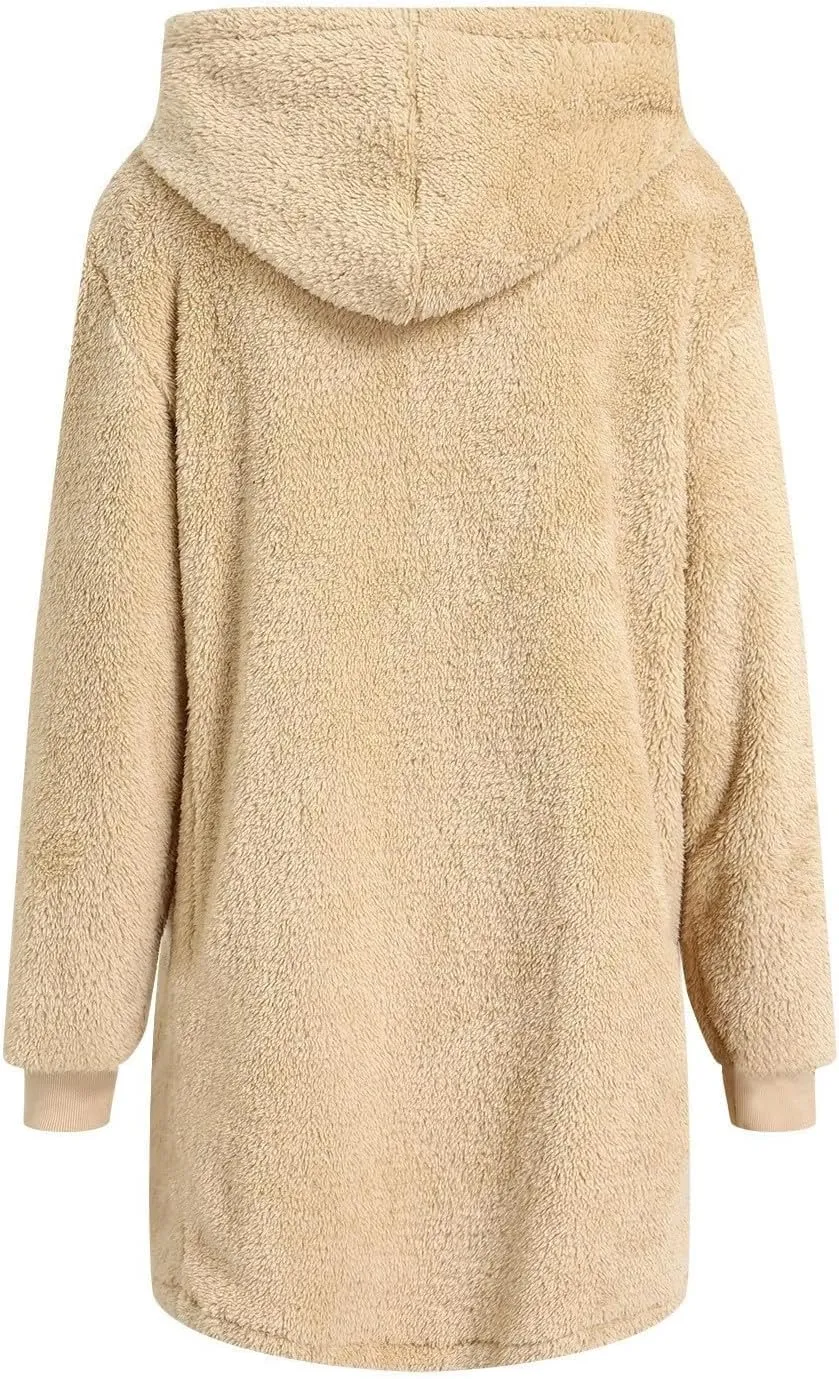 QWENTMTNTY Light Jackets for Women Fuzzy Fleece Jackets Winter Outfits Warm Windbreaker Plus Size Winter Coats with Fur Hood