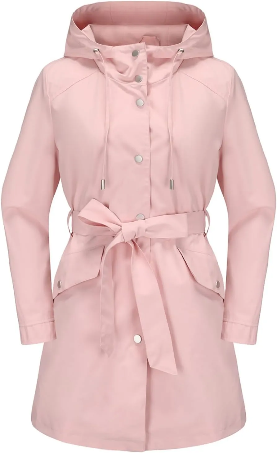 Rain Jacket Women Lightweight Waterproof Raincoat Hooded Windbreaker Waterproof Jackets with Pockets 2024