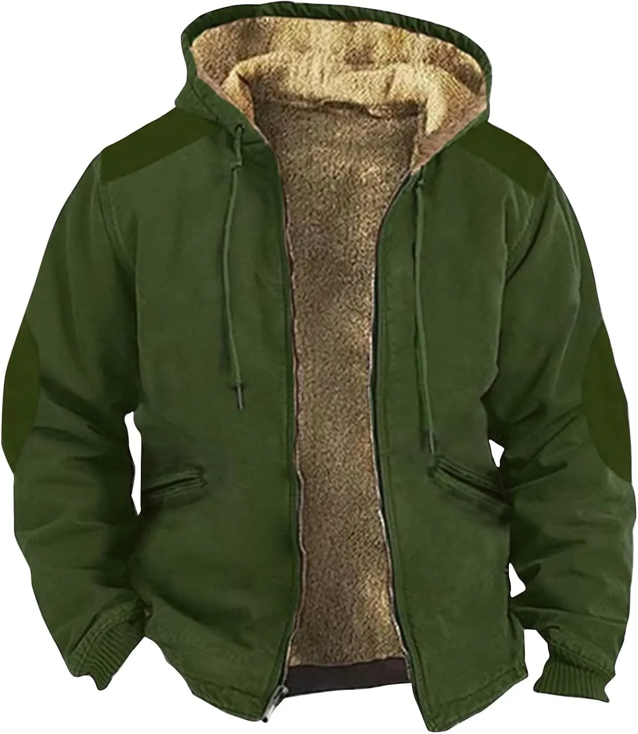 RTRDE Men's Winter Coats Thick Sherpa Lined Zip Fleece Hoodie Jacket Coat Outwear Chamarra Para Hombre, M-7XL