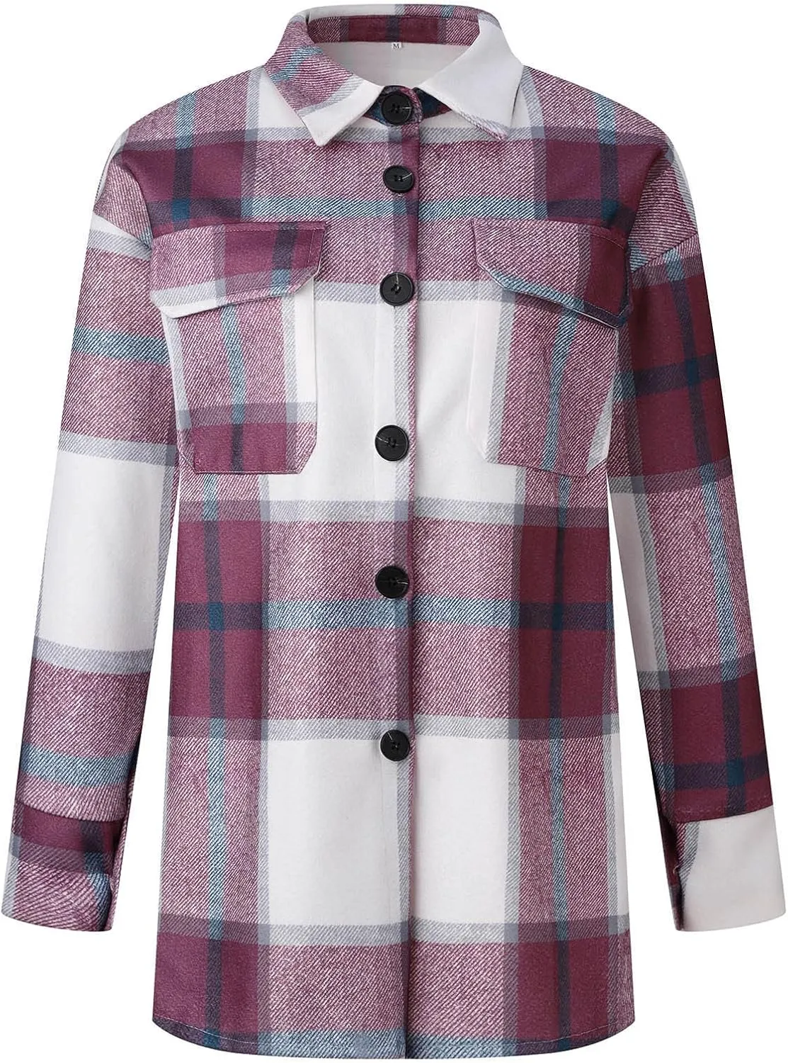 SHAOBGE Womens Plaid Shacket Fall Jacket Fleece Lined Button Down Peacoats Plaid Lapel Casual Coats Y2K Shirt Jackets 2023