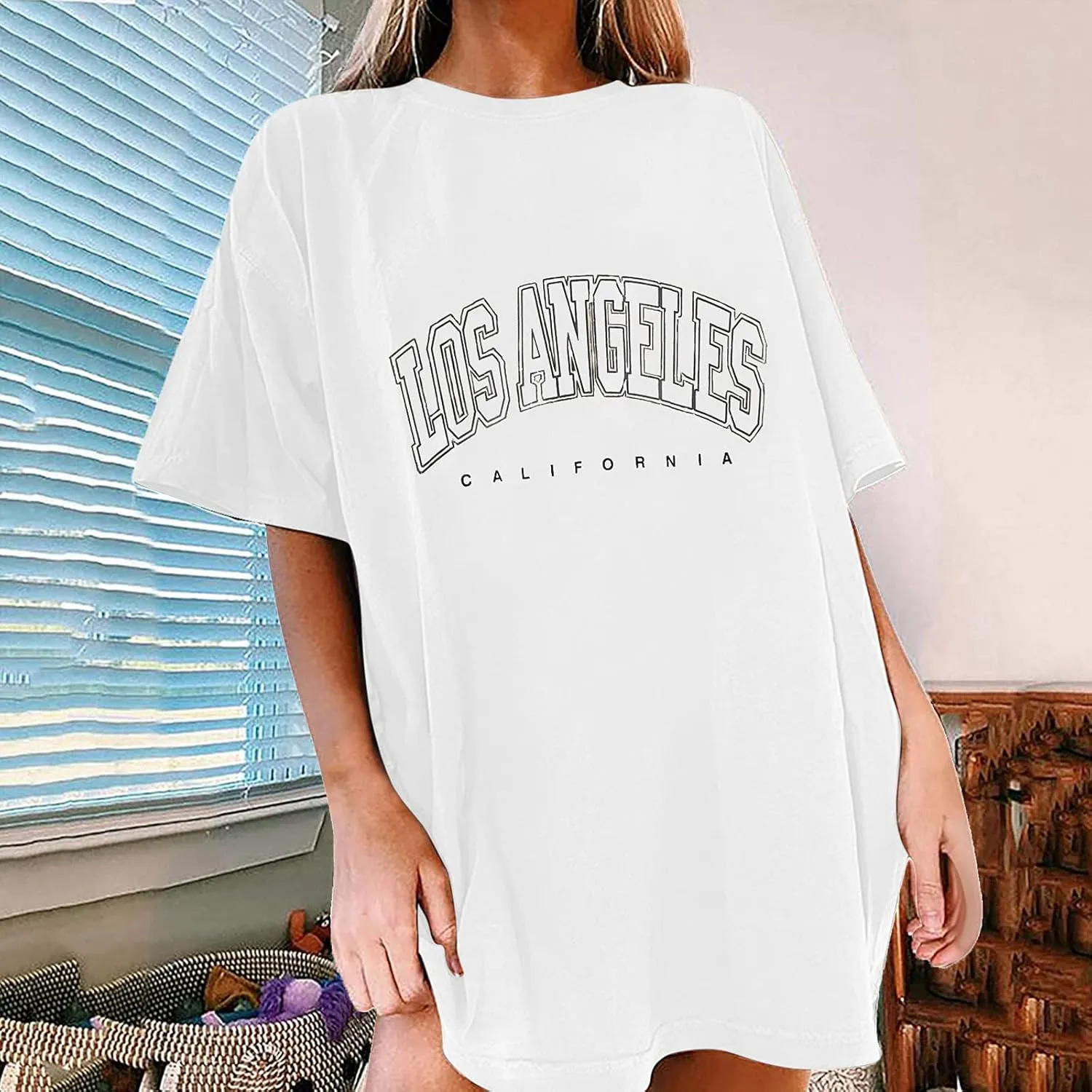 Shirts for Girls 12-14 Years Old Oversized Graphic Print Short Sleeve Tunic Tops Crew Neck Casual Drop Shoulder T Shirts