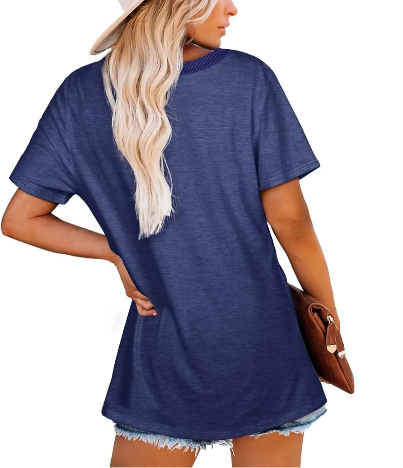 Short Sleeve Shirts for Women Casual Crewneck Summer Tops Oversized T Shirts Trendy Cotton Tshirts Basic Tees