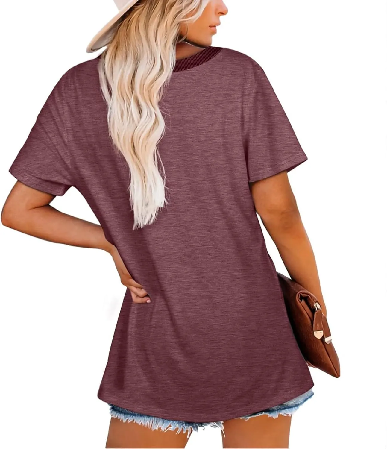 Short Sleeve Shirts for Women Casual Crewneck Summer Tops Oversized T Shirts Trendy Cotton Tshirts Basic Tees
