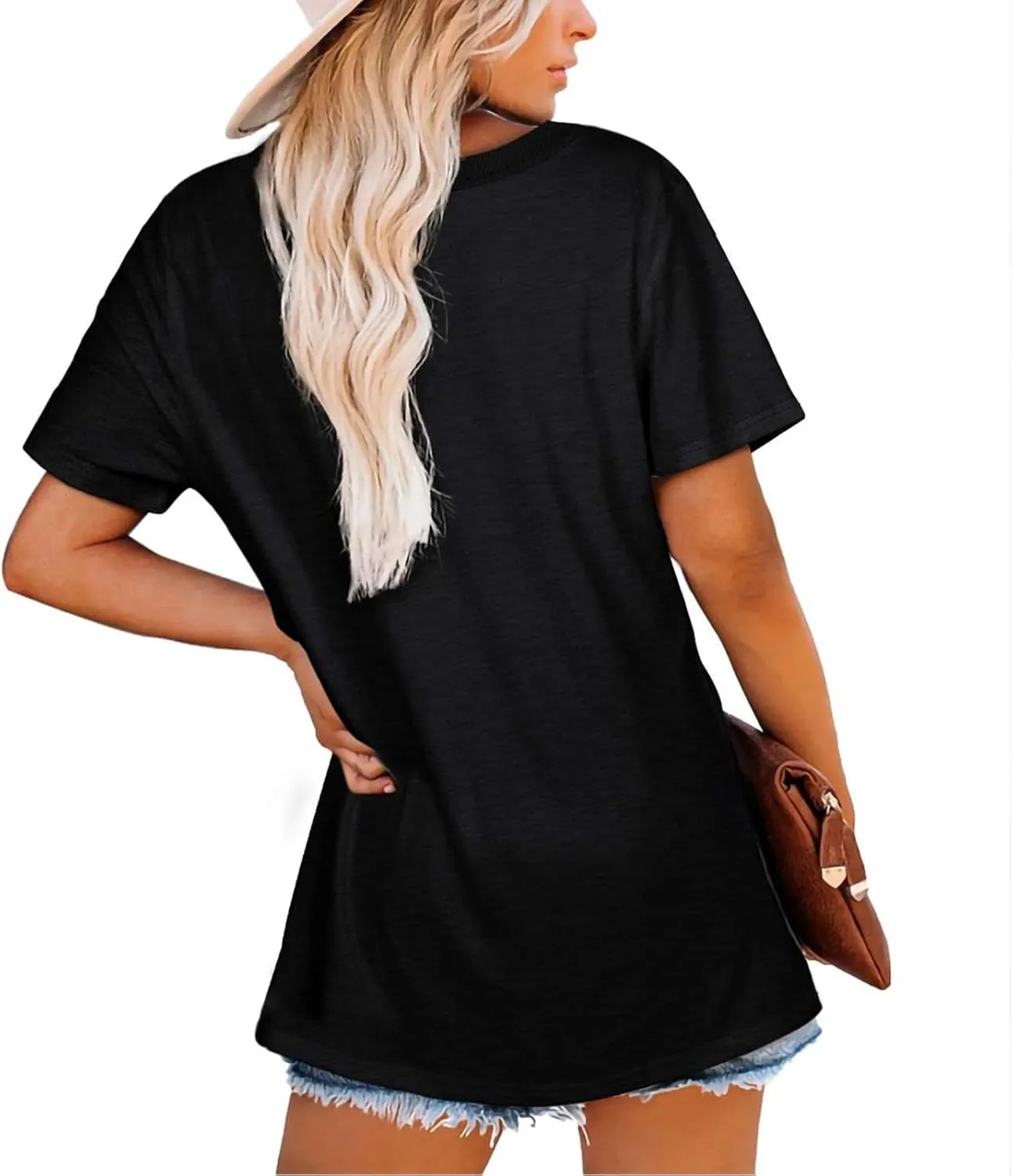 Short Sleeve Shirts for Women Casual Crewneck Summer Tops Oversized T Shirts Trendy Cotton Tshirts Basic Tees