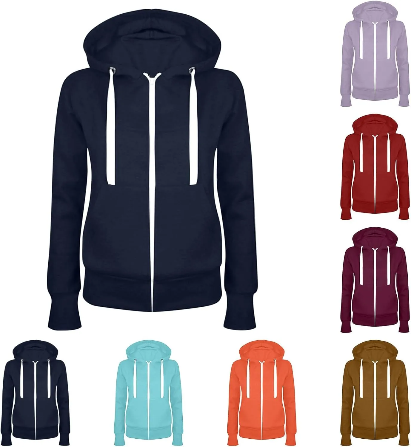 SMIDOW Full Zip Up Hoodies For Women Fall Fashion 2023 Fleece Lightweight Jackets Casual Loose Hooded Pullover Sweatshirts