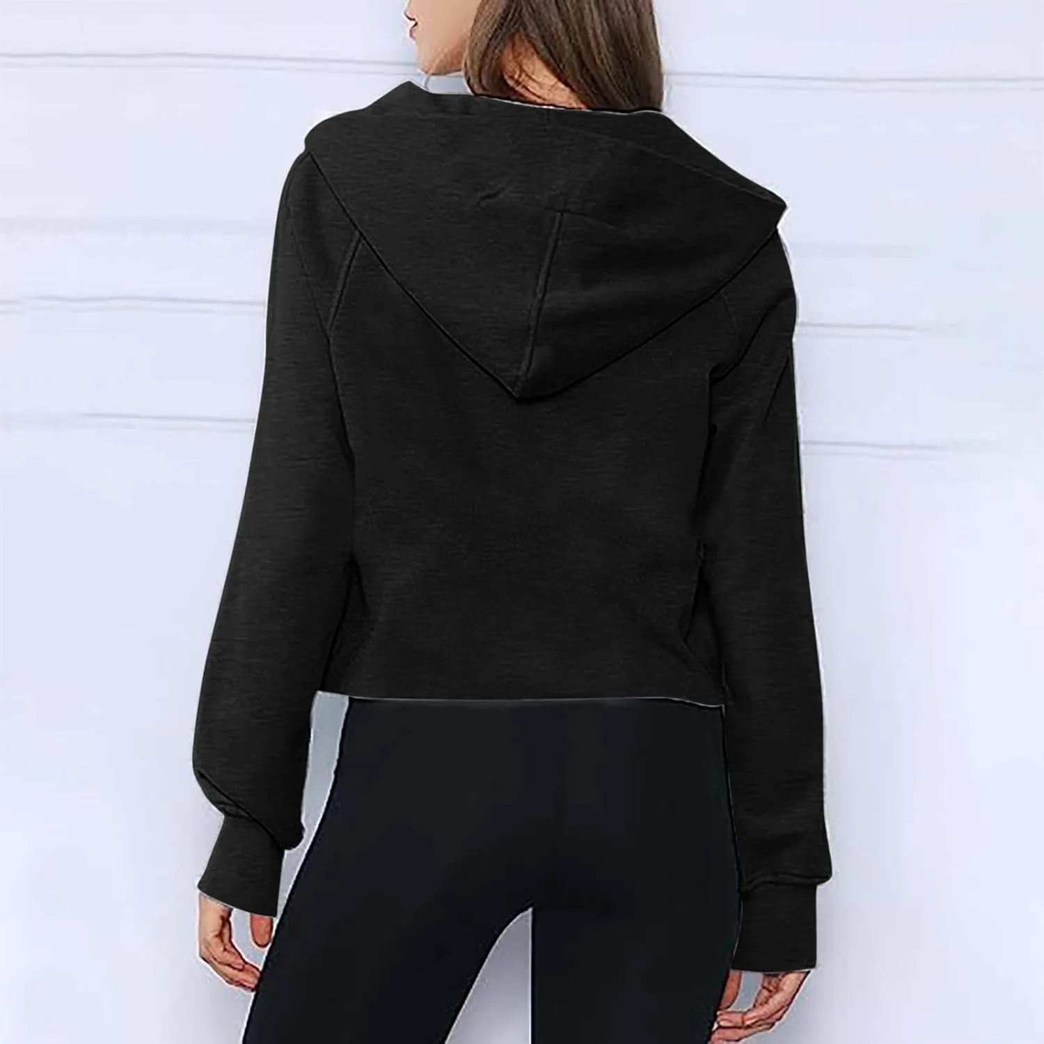 SMIDOW Womens Half Zip Cropped Pullover Sweatshirts Oversized Fleece Quarter Zipper Hoodies Fall Winter Clothes Thumb Hole