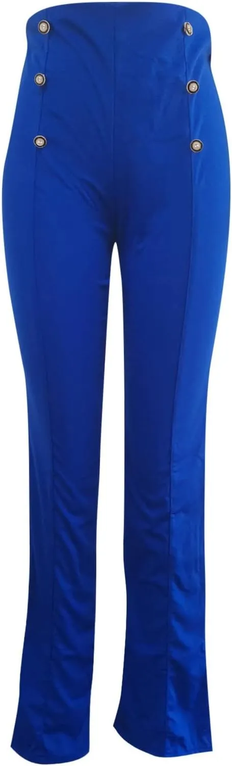 Stylish Elastic High Waist Straight Wide Leg Trousers for Womens Casual Lightweight Solid Color Soft Comfortable Button Pants