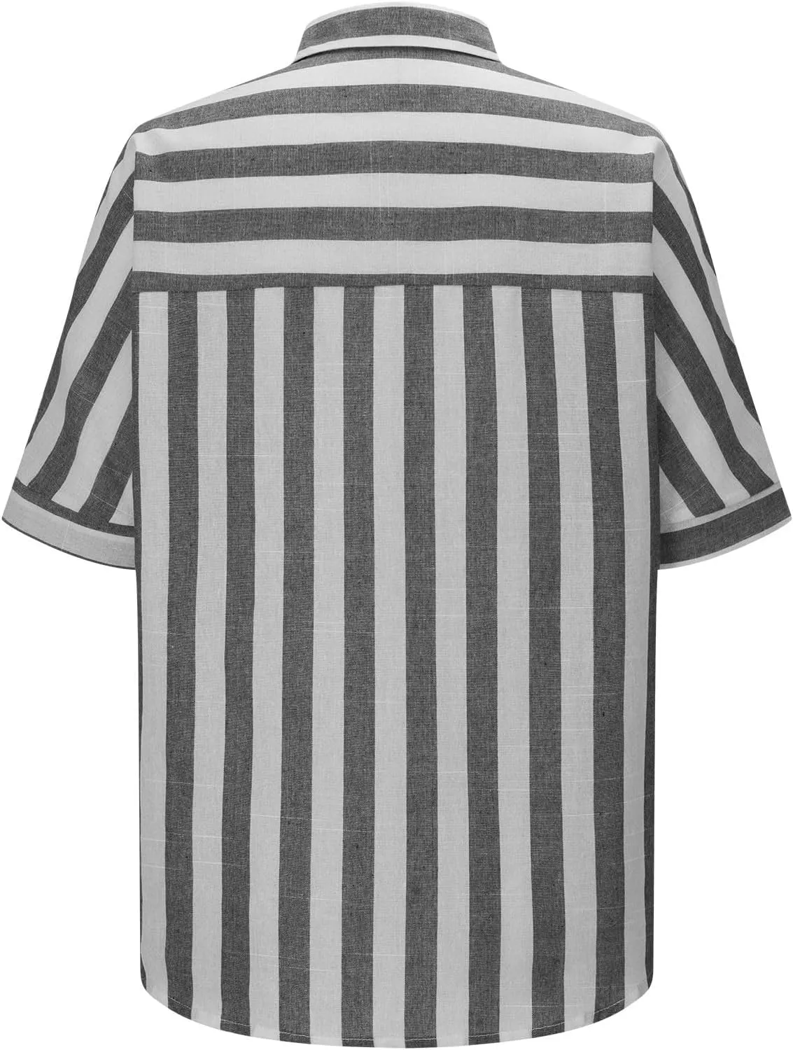 Summer Tops for Women Linen Short Sleeve Shirt Striped Button Down Shirt Turn Down Collar Blouse with Front Pocket
