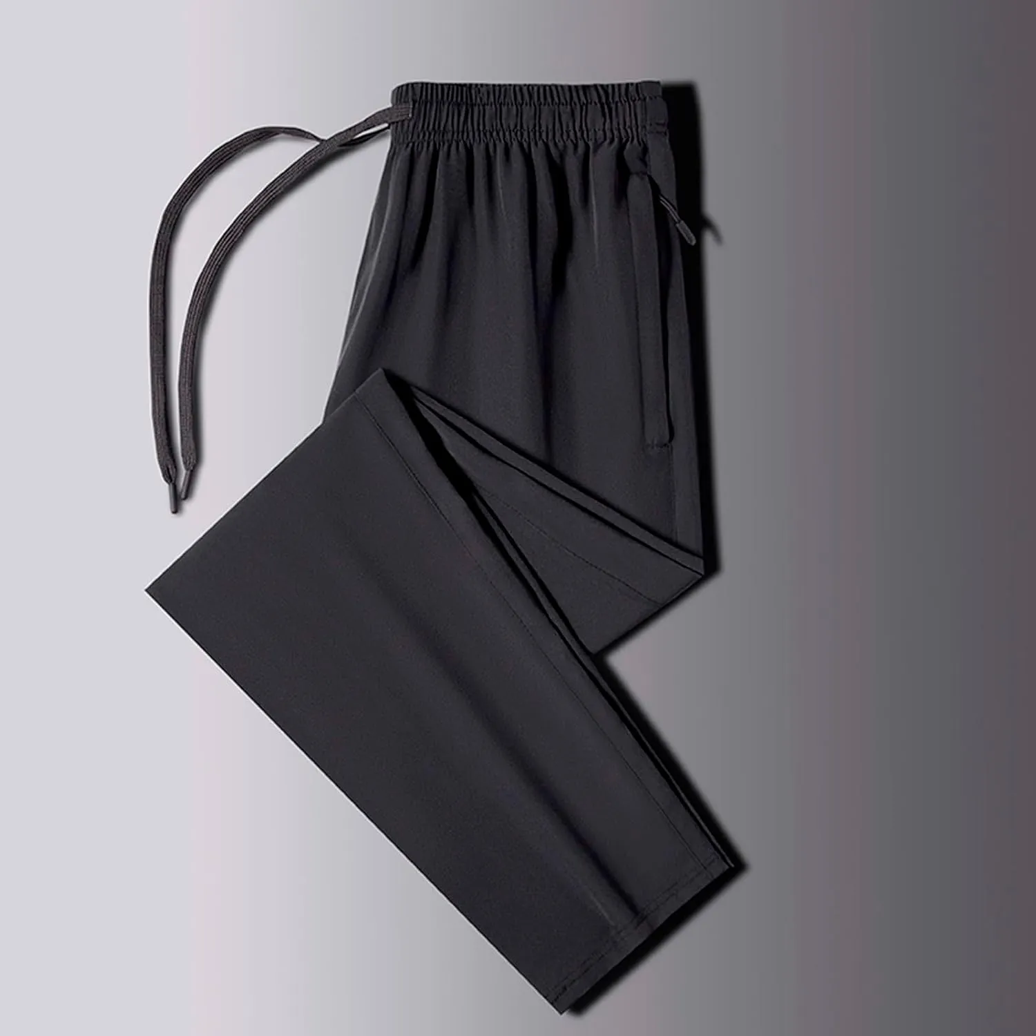 Sweatpants for Men Slim Fit Ice Silk Quick Drying Hiking Pants Lightweight Drawstring Waist Loose Straight Trousers