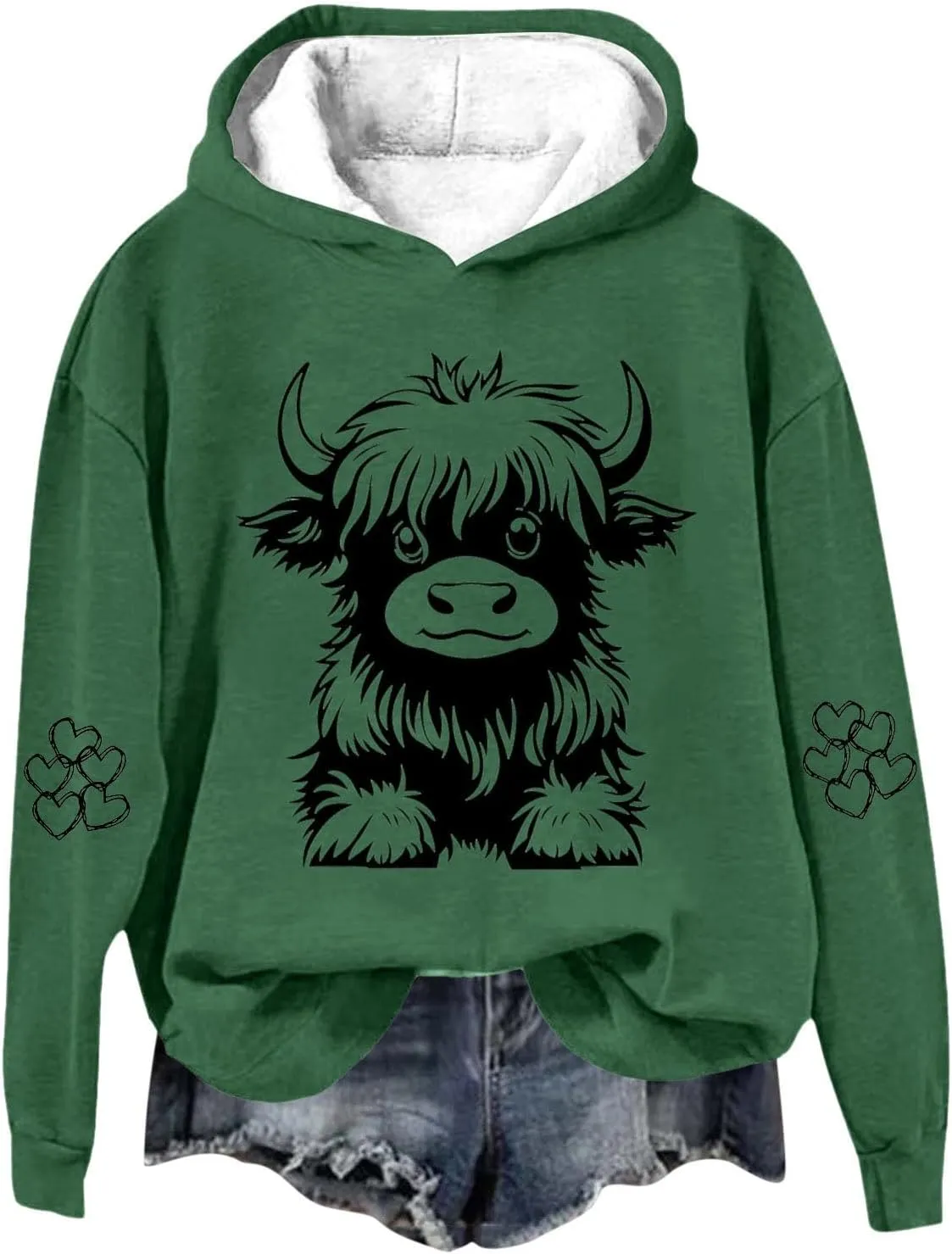 Sweatshirts for Women Cute Cow Print Hoodie Funny Graphic Hoodies Western Sweatshirt Plus Size Oversized Pullover