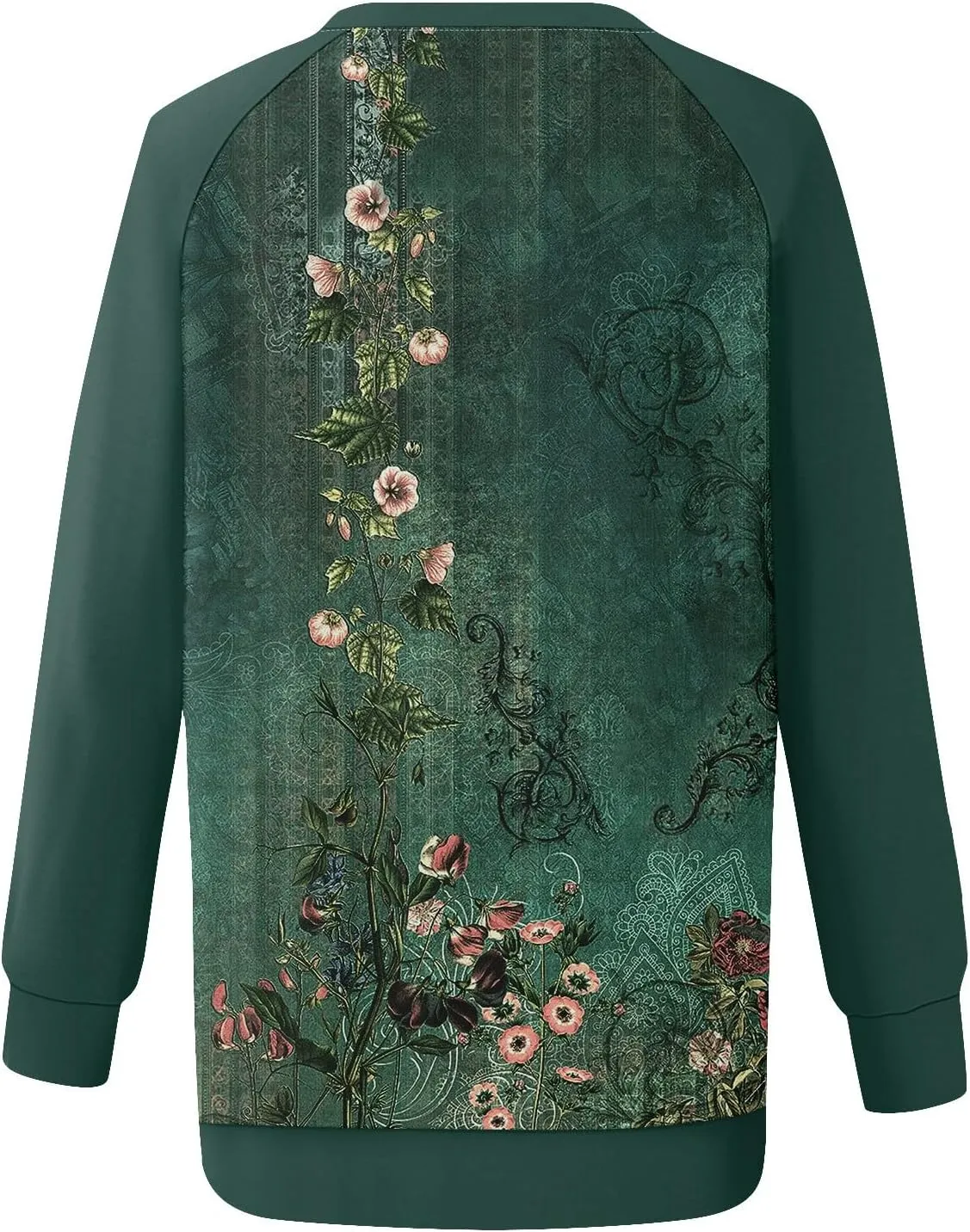 Sweatshirts for Women Floral Print Long Sleeve Cute Shirts Crewneck Graphic Plus Size Clothing Clothes